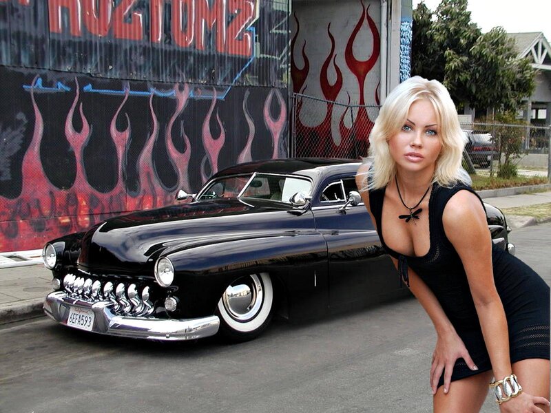 Blonde Woman with Black Car