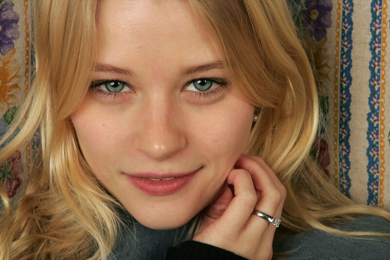 blonde woman with blue eyes