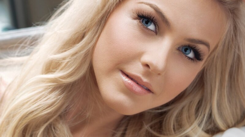 blonde woman with blue eyes