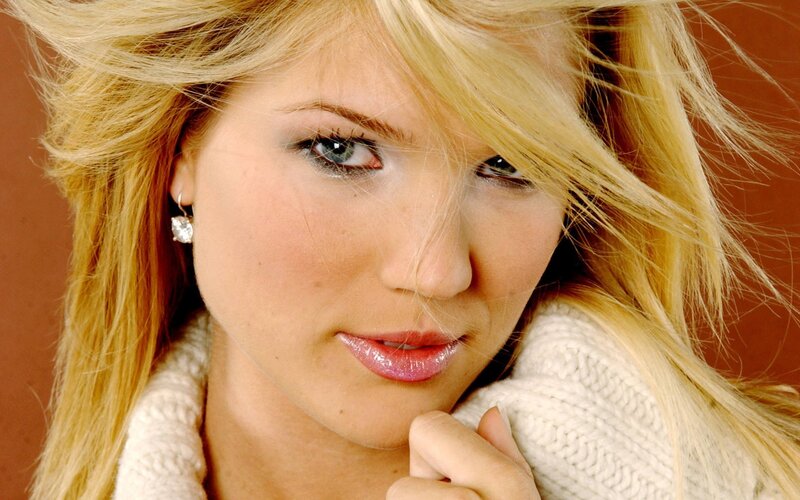 blonde woman with blue eyes