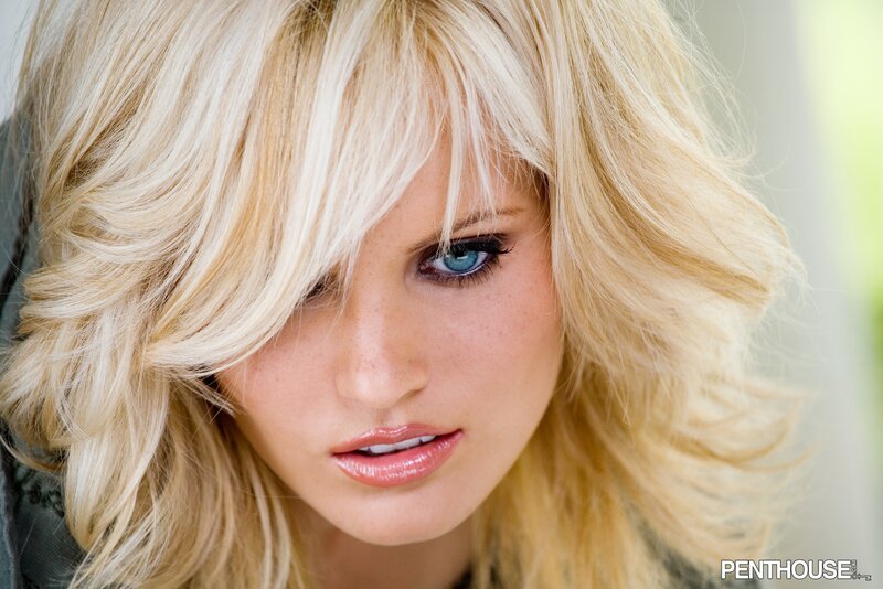 blonde woman with blue eyes