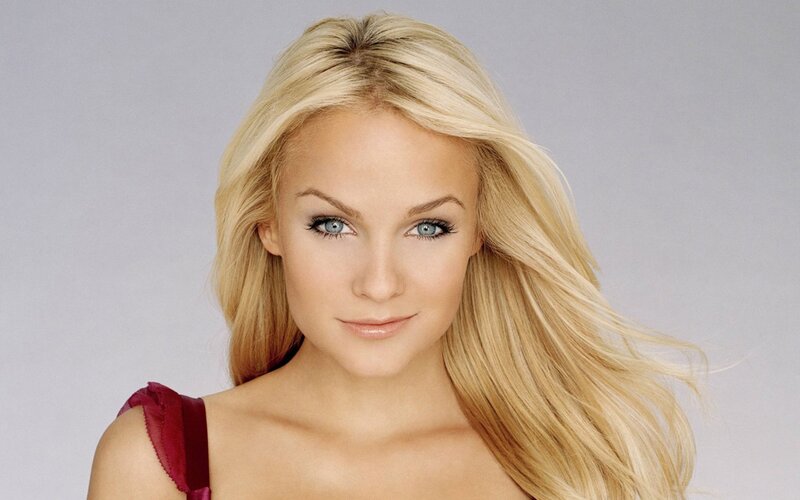 blonde woman with blue eyes