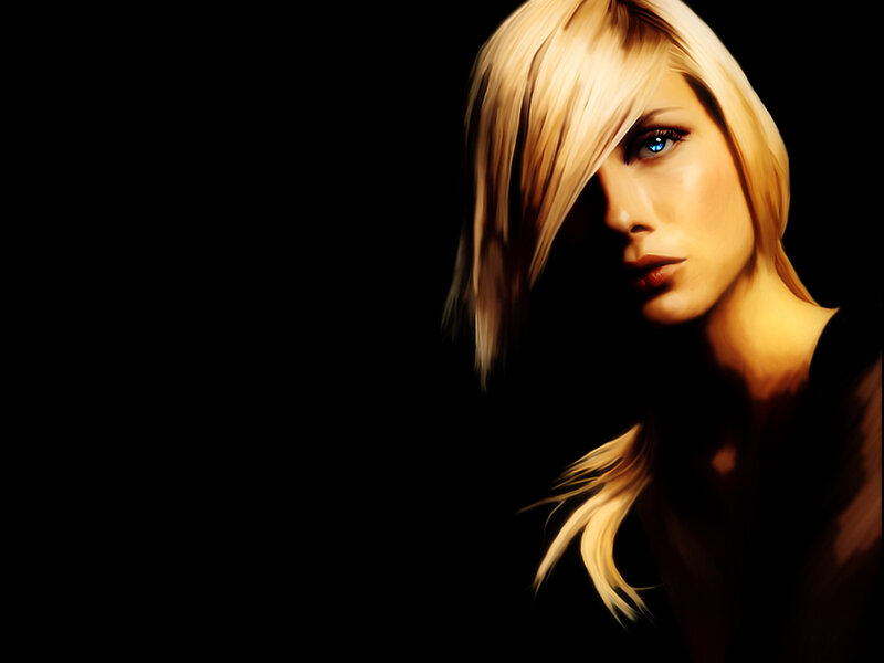 blonde woman with blue eyes
