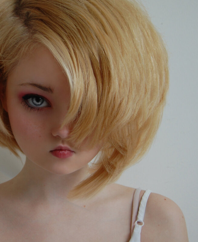 blonde woman with blue eyes