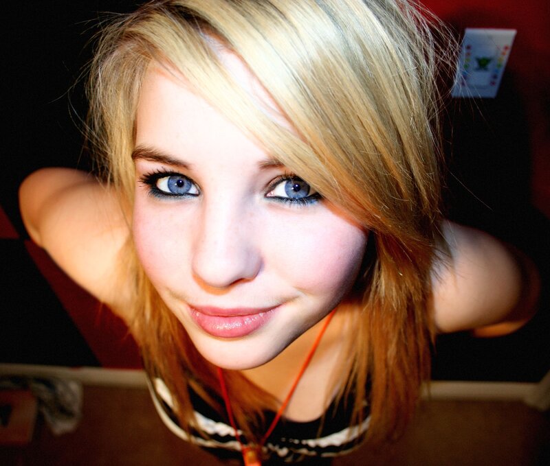 blonde woman with blue eyes