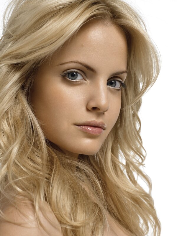 blonde woman with blue eyes