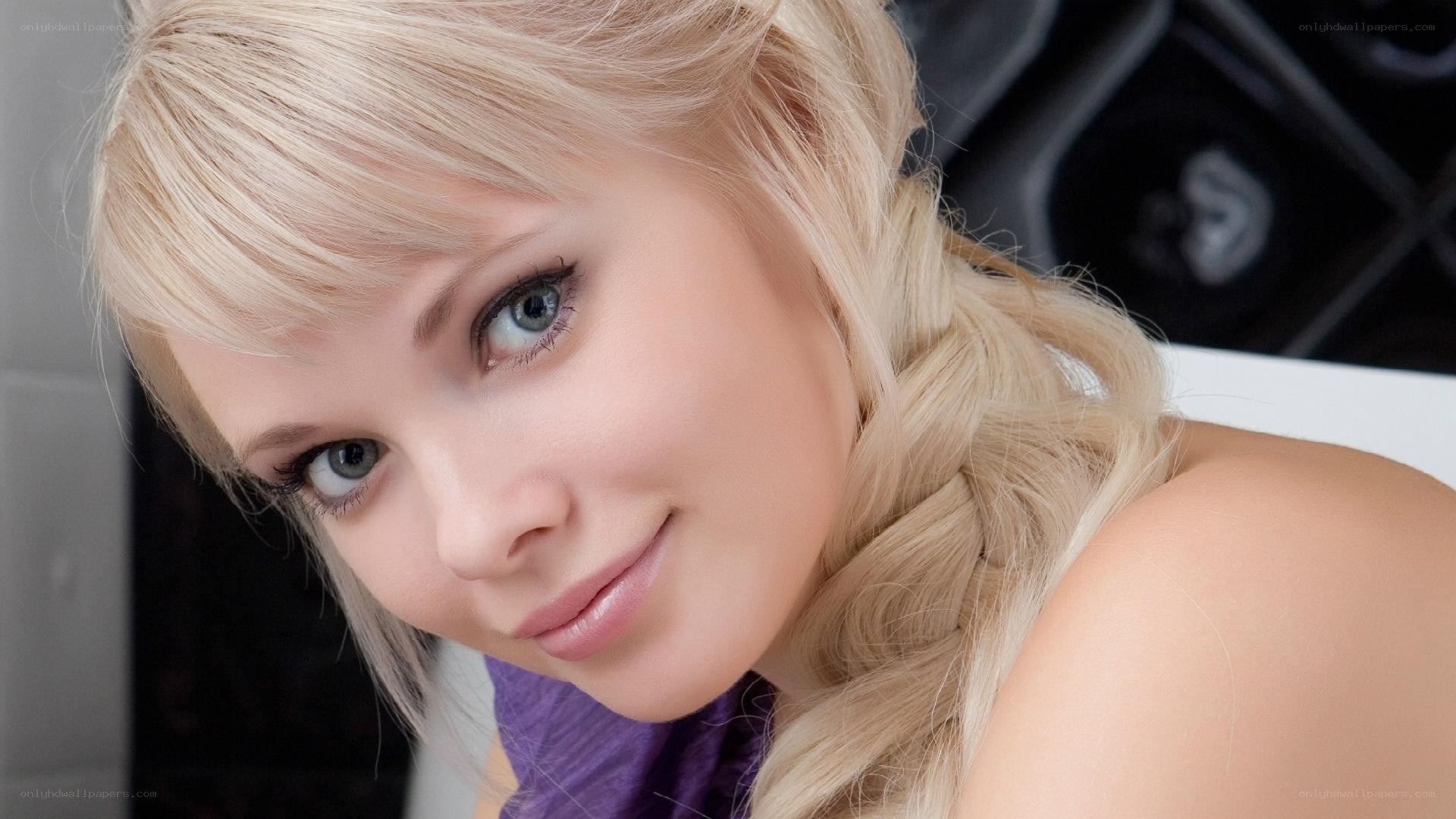 blonde woman with blue eyes