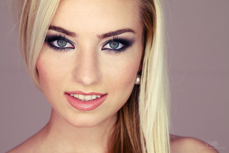 blonde woman with blue eyes