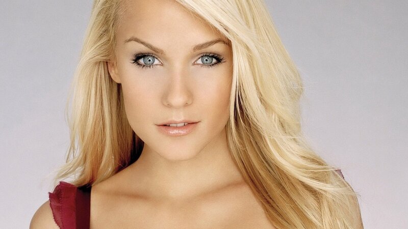 blonde woman with blue eyes