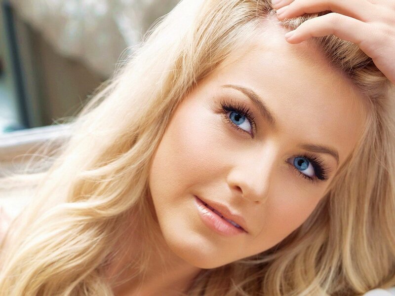 blonde woman with blue eyes