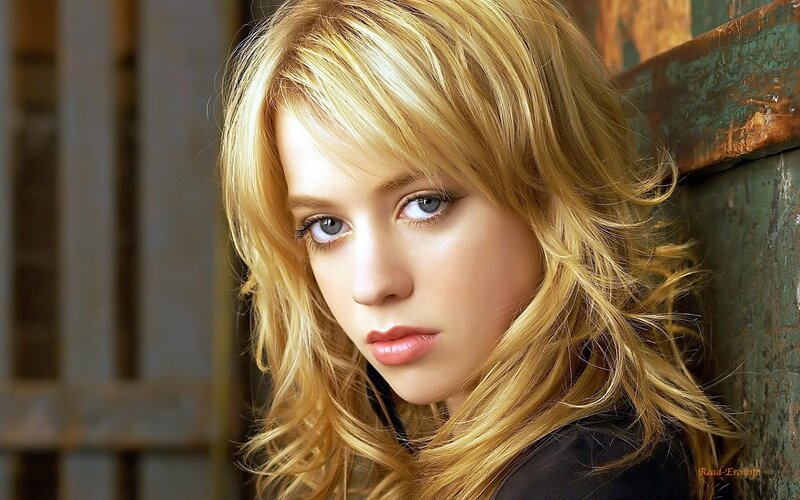 blonde woman with blue eyes