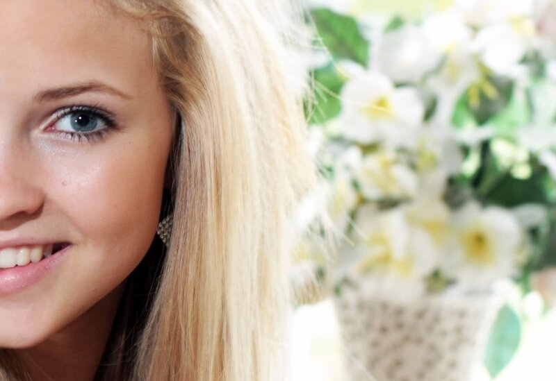 blonde woman with blue eyes