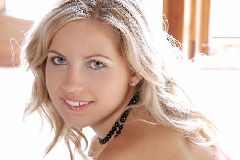 blonde woman with blue eyes