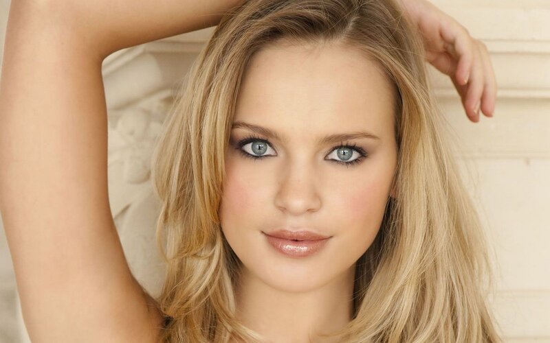 blonde woman with blue eyes