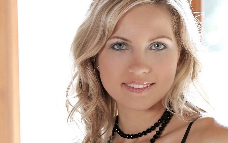 blonde woman with blue eyes