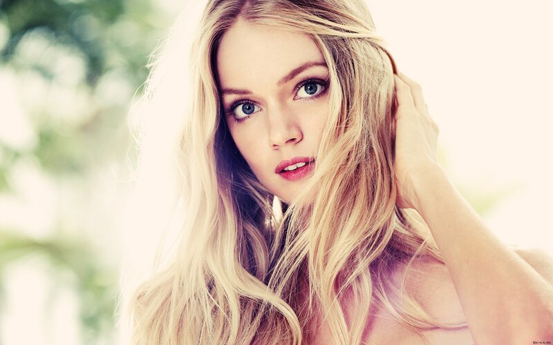 blonde woman with blue eyes