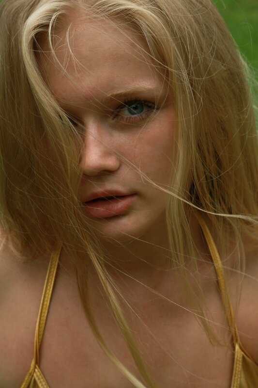 blonde woman with blue eyes