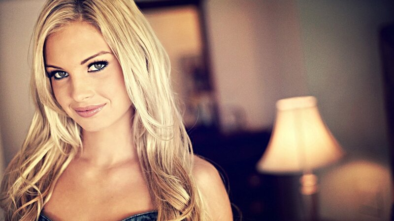 blonde woman with blue eyes