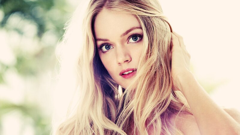 blonde woman with blue eyes