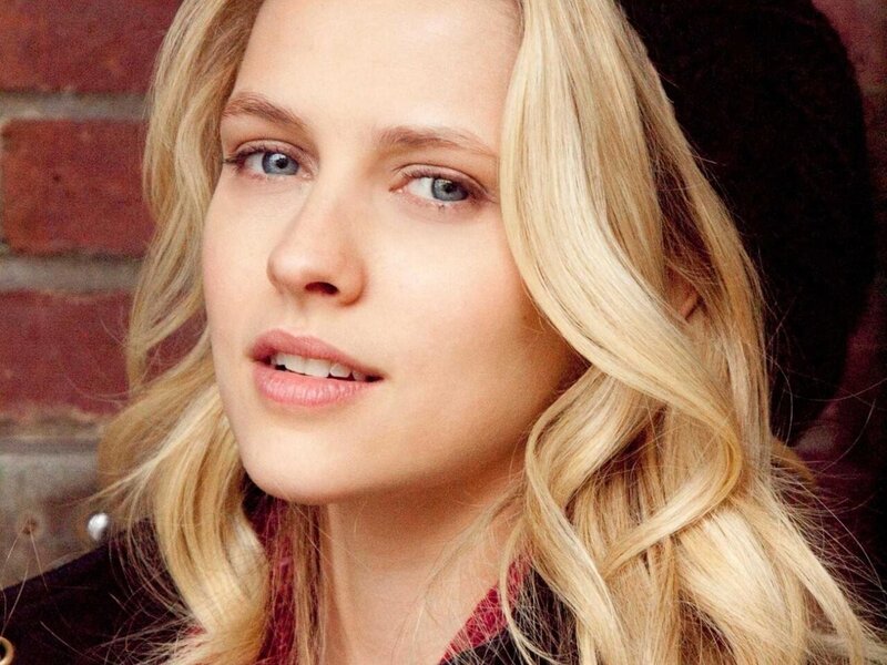 blonde woman with blue eyes