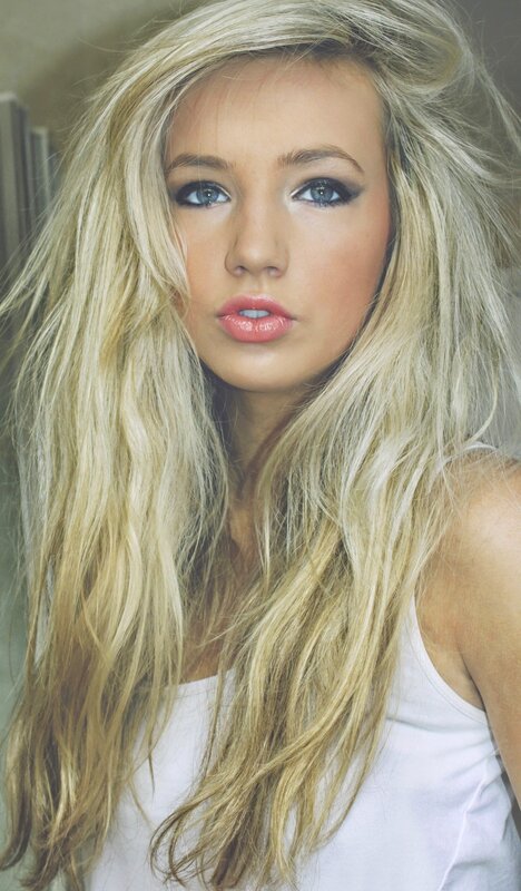 blonde woman with blue eyes