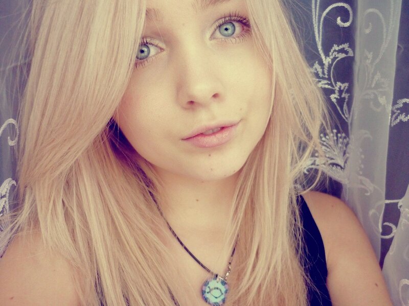 blonde woman with blue eyes