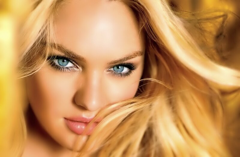 blonde woman with blue eyes