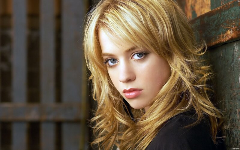 blonde woman with blue eyes