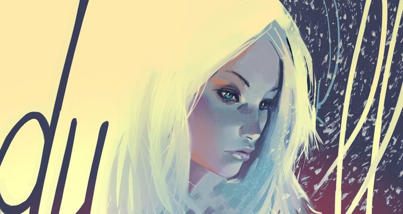 blonde woman with blue eyes