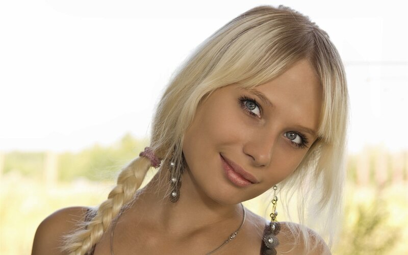 blonde woman with blue eyes