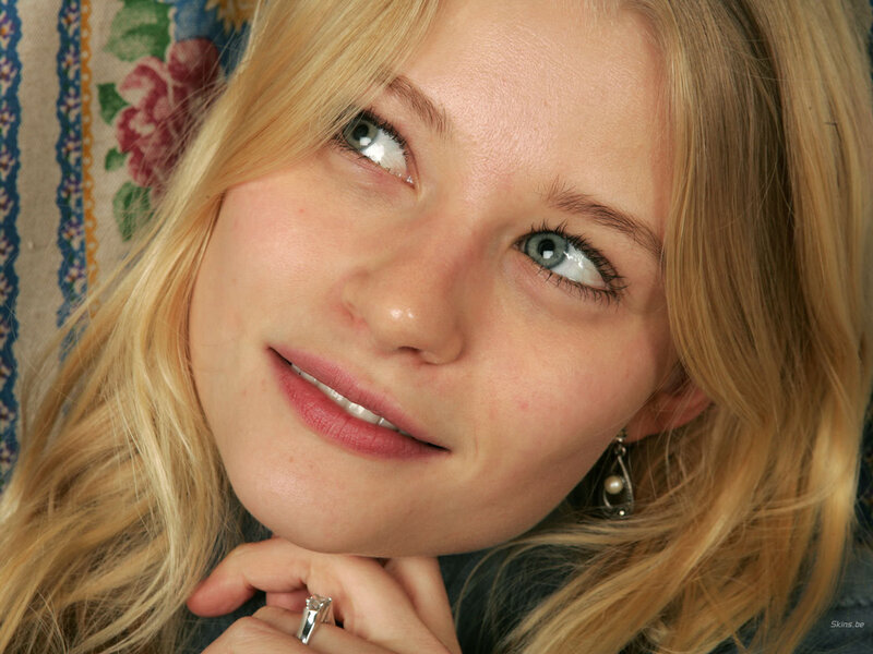 blonde woman with blue eyes