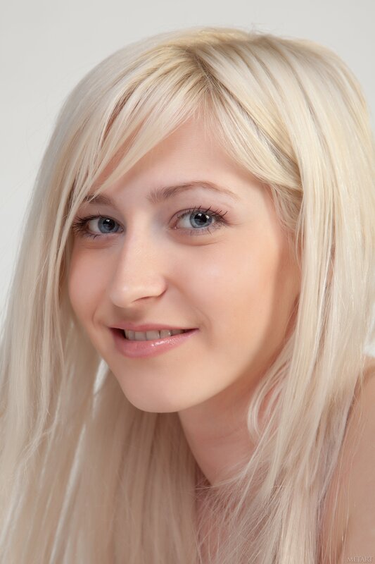 blonde woman with blue eyes