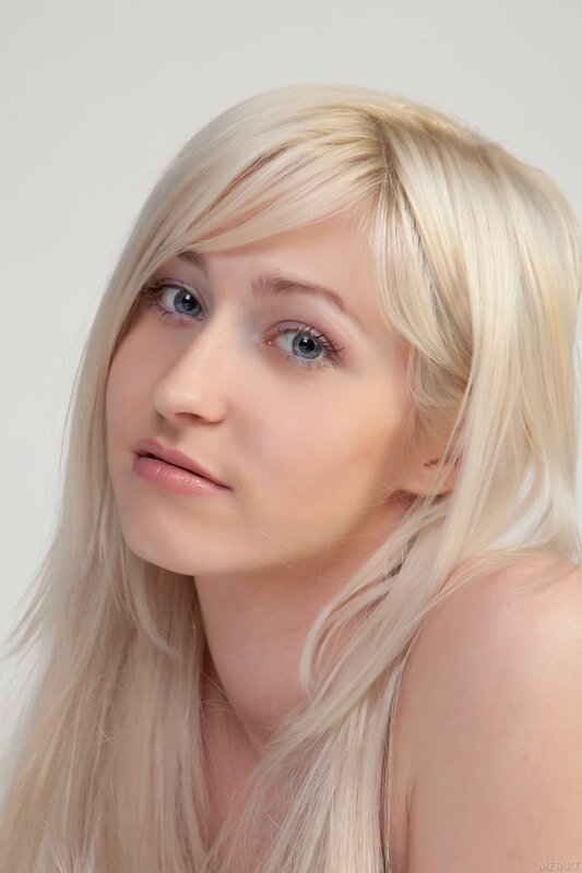 blonde woman with blue eyes