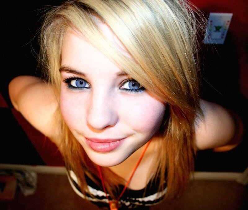 blonde woman with blue eyes