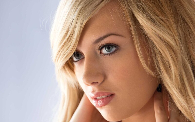 blonde woman with blue eyes