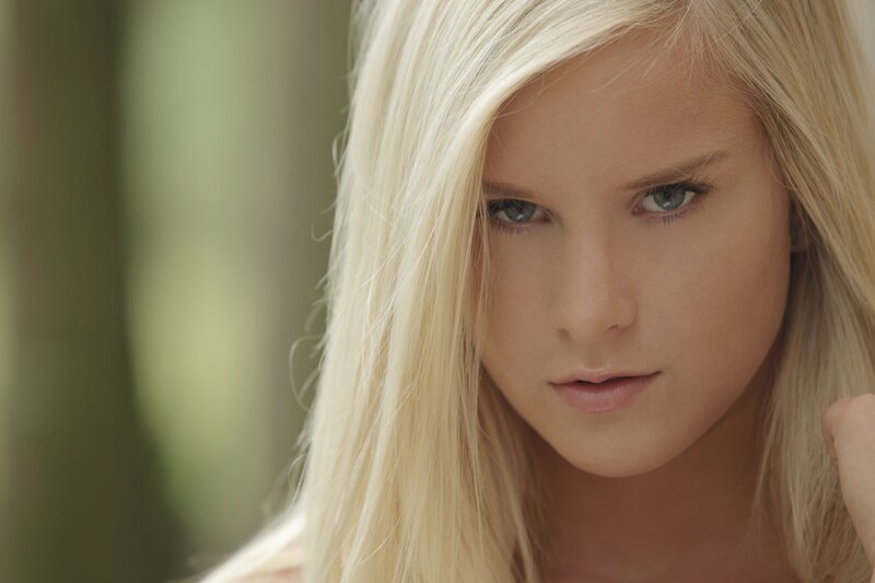 blonde woman with blue eyes