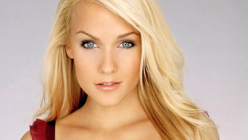blonde woman with blue eyes