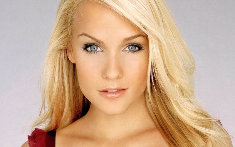 blonde woman with blue eyes