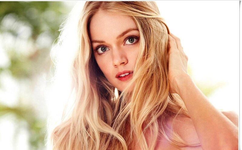 blonde woman with blue eyes
