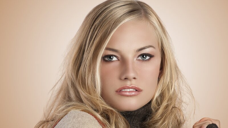 blonde woman with blue eyes
