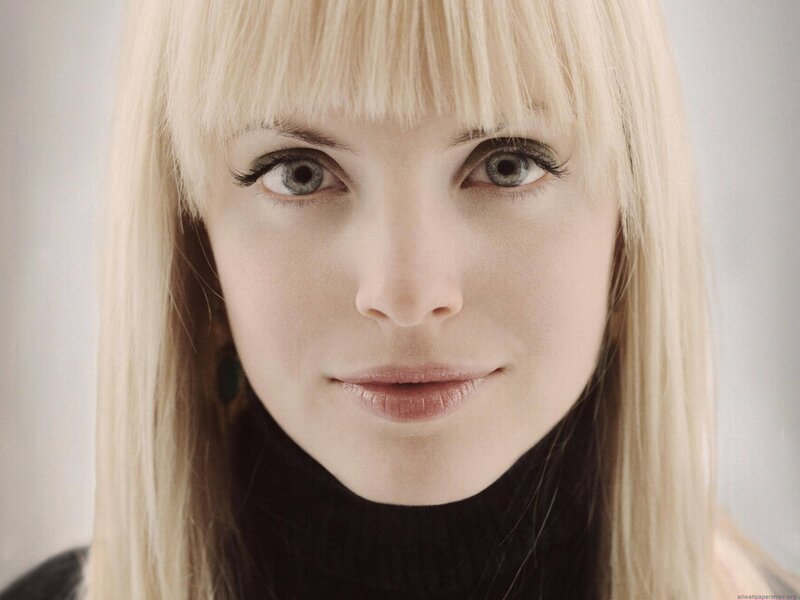 blonde woman with blue eyes