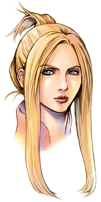 blonde woman with blue eyes
