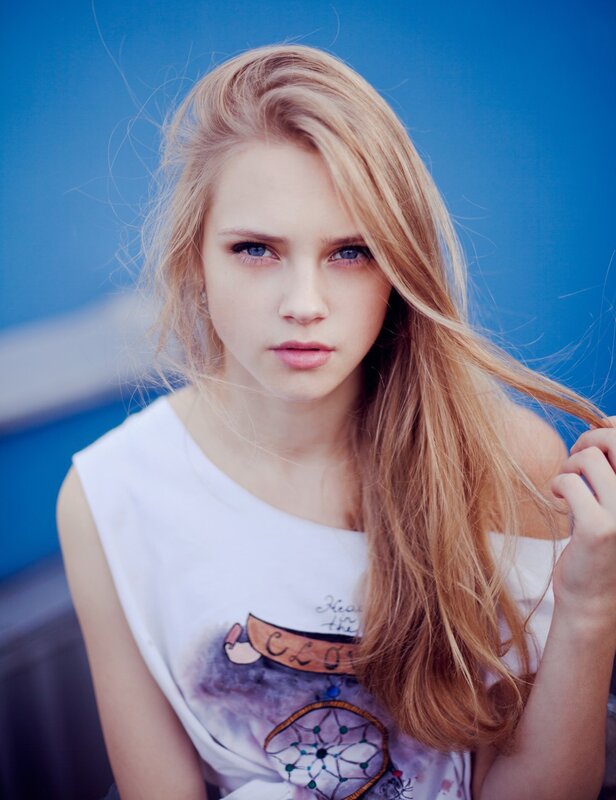 blonde woman with blue eyes
