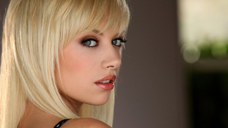 blonde woman with blue eyes