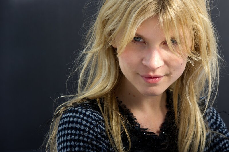blonde woman with blue eyes