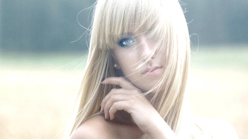 blonde woman with blue eyes