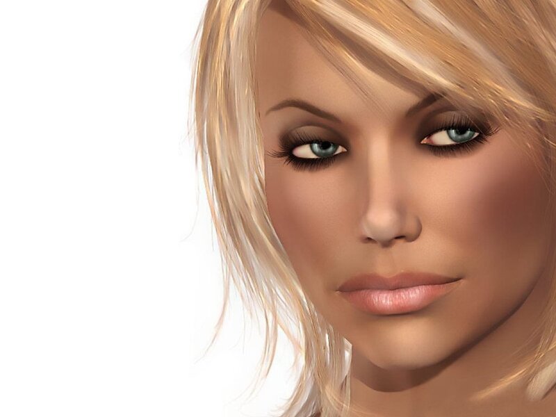blonde woman with blue eyes