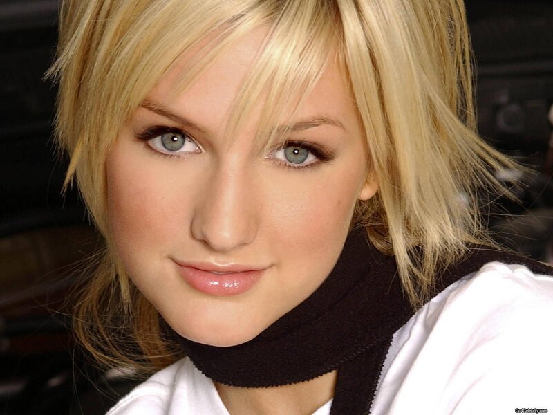 blonde woman with blue eyes