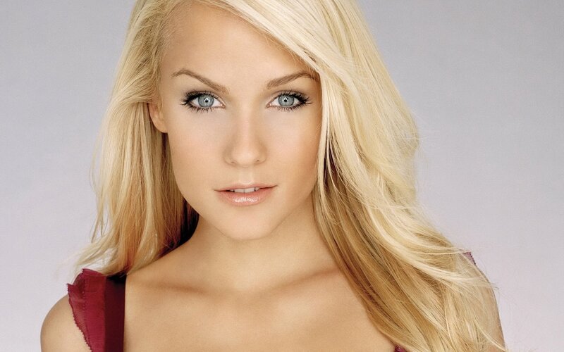 blonde woman with blue eyes
