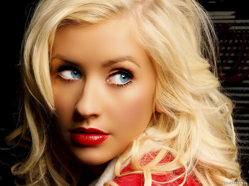 blonde woman with blue eyes